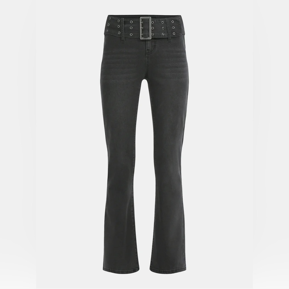 Madden NYC Women's Low Rise Grommet Bootcut Jeans, Black Wash, NWT